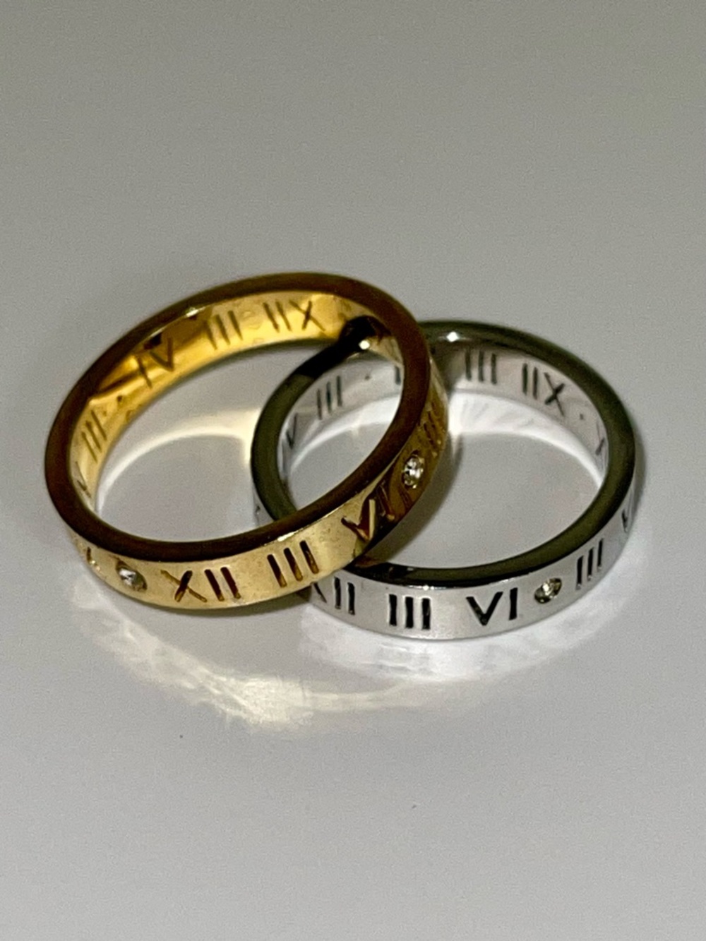 Gold & Silver Roman Numeral Stackable Rings - Classic Women’s Bands